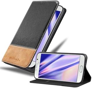 Cadorabo Funda Libro para Samsung Galaxy S6 en Negro MARRÓN - Cubierta Proteccíon con Cierre Magnético, Tarjetero y Función de Suporte - Etui Case Cover Carcasa
