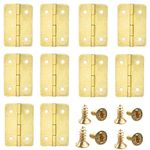 20 Pcs Small Hinges,Mini Folding Butt Hinges Antique Bronze Mini Hinges Retro Butt Hinges Metal Hinge for Wooden Jewelry Box,37x25 mm,Gold