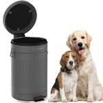 PAWZIDEA Dog Poop Trash Can Outside Odor Control, 12L / 2.64 UK Gallons Large Pet Poop Can with Lid, Waterproof Pet Waste Trash Can, Dog Waste Station Step Garbage Can Bin Container Backyard, Grey