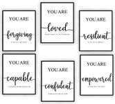 Inspirational Wall Art, Motivational Wall Art, Office Wall Decor, Wall Art For Bedroom and Living Room, Quotes Wall Art, Daily Positive Affirmations Posters (Set of 6, 8X10in Unframed)