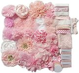 YYCRAFT Headband Kit - Baby Shower Games Headband Station Party Supplies for DIY Hair Bow Maker - Make 32 Headbands and 6 Clips(Pink)