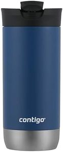 Contigo Huron Snapseal Travel Mug, Stainless Steel Insulated Thermal Mug, Vacuum Flask, Leakproof Tumbler, Coffee Mug, Easy-Clean Lid, Blue Corn, 473 ml Capacity