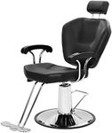 Winado Barber Shop Hydraulic Tilting Salon Chair, Styling Barber Chair with Headrest and Footrest, 360 Degree Swivel, 6" Cushion Height Adjustable, for Hair Stylist, Black