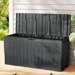 Gardeon Outdoor Storage Box Container Cabinet Bench, 220L Extra Large Lockable Tool Toy Deck Boxes Chest Garden Shed Storages Ottoman Chair Seat Patio Indoor Furniture, with Handles and Wheels Black