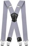 Decalen Mens Braces with Very Strong Metal Clips Wide 4 cm 1.5 inch Heavy Duty Suspenders One Size Fits All Men and Women Adjustable and Elastic X Form (Baby Blue)