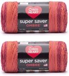 Red Heart Super Saver Ombre Hot Sauce Yarn - 2 Pack of 10oz/283g - Acrylic - 4 Medium (Worsted) - 482 Yards - Knitting/Crochet, 4.25 x 10.5 x 4.25