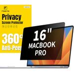 F FORITO 360° Privacy Screen Protector Compatible with MacBook Pro 16 inch (2021, 2022, 2023, M1, M2, M3, Pro, Max), Anti Peeping, Anti Glare and Scratch Resistant Laptop Privacy Screen