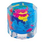 SAMVARDHAN Globe in Resin Epoxy Octagon Shape Paper Weight (2 Inch)