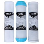Ozat Pure Water 1-Year Service Kit: 10'' 5 Micron Spun Filter, GAC Activated Carbon Filter, CTO Block Carbon Filter – Compatible with All Open RO Water Purifiers (Pack of 3)