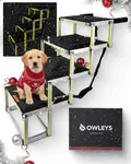 Owleys Dog Stairs for Large Dogs and Small - Glow in The Dark Marking - Car Ramps for Large Dogs up to 180 lbs - Non-Slip Surface - Foldable Dog Ramp for All Cars 4 Steps