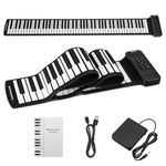 POGOLAB 88 Keys Roll Up Piano, Flexible Keyboard Piano with 14 Demos/128 Rhythms/128 Built-in Tones, Portable Folding Piano with Headphone Jack, Bluetooth Wireless, Foldable Piano for Beginners