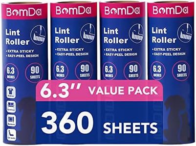 BomDa Extra Sticky Large Surface Lint Roller, 6.3'' Giant Lint Roller for Pet Hair, 360 Sheets/ 4 Refills, Long Handle Lint Remover for Clothes, Furniture, Dog & Cat Hair Remover (360 Sheets)