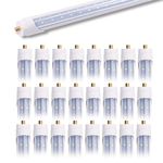 25-Pack 4FT 24W T8 LED Tube Light, Daylight White 6500k, V-Shaped Double Row LED Chips, FA8 Single Pin Base Clear Cover 4 Foot LED Bulbs to Replace T8 T10 T12 Fluorescent Light, ETL Listed