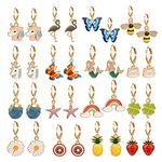 AIDSOTOU 16 Pairs Girls Hypoallergenic Huggie Hoop Earrings With Charm Cute Dangle Hoop Earrings Set For Teen Girls Women