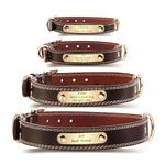 MeMeDIY Personalized Dog Collars Custom Leather Dog Collar Engravable Name ID Tag Brown Collar Leather Name Plate Collar for Small Medium and Large Dogs (XS)