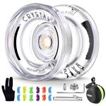 MAGICYOYO Responsive Yoyo for Kids, Professional Unresponsive Yoyo K2 Crystal with Extra KK Bearing for Dual Function Yo-yo, Plastic YoYo Ball Basic Trick Yoyo for Beginner+12 Yoyo Strings+Bag+Bearing Removal Tool