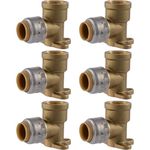 SharkBite Max 3/4 Inch x 3/4 Inch FNPT Drop Ear Elbow, Pack of 6, Push to Connect Brass Plumbing Fitting, PEX Pipe, Copper, CPVC, PE-RT, HDPE, UR340