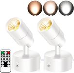 FZWLE 3W Dimmable Spot Lights Indoor with Remote Control,3000K/4000K/5000K Adjustable Spotlights,Uplights Accent Lighting for Plants, Pictures,Artwork,6 FT Cord Included(2 Pack)