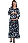 ZUVINO Women's Women Maternity Dress Pregnancy Casual Long Sleeve Side Zipped for Feeding Maternity Comfort Dress (D. Blue, Medium)