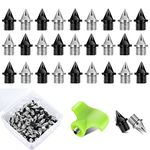 SUIGREOY 1/4 Inch Track Spikes,110 Pieces Steel Track Shoe Spikes Replacements with Spike Wrench for Sports Running Track Shoes,Used for Track and Field Sprinting or Cross Country(Black+Sliver)