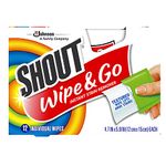 Shout Wipes, Wipe and Go Instant Stain Remover, Laundry Stain and Spot Remover for On-The-Go, 12 Wipes Per Carton - Pack of 6 Cartons (72 Total Wipes)