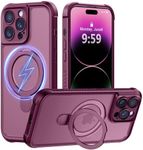 MOCCA Design for iPhone 14 Pro Case with Magnetic Invisible Stand [Full Camera Protection] [Compatible with Magsafe] Military Drop Shockproof Translucent Matte Phone Case Cover 6.1",Wine Red
