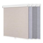 Boolegon Blackout Roller Shades Cordless Roller Blinds for Window Striped Jacquard Fabrics Privacy UV Protection Heat Insulation Energy Saving Home Office, Beige, 17.5" W x 56" H