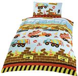 Kidz Under Construction Diggers and Trucks Bedding Set, Multi-Colour, Single