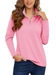 MAGCOMSEN Women's Quarter Zip Windbreaker Pullover Long Sleeve Softwear Workout Golf Long Sleeve Shirt Pink, XL