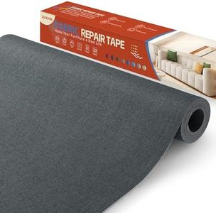 Sgooyir Linen Fabric Repair Tape Kit, 16" x 80" Self-Adhesive Couch Patch Repair Fabric Patches for Furniture, Clothes, Upholstery, Carpets, Chairs, Sofas, Pillows Darker Grey