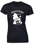 Hippowarehouse Groomers Do It Doggy Style Womens Fitted Short Sleeve t-Shirt (Specific Size Guide in Description) Black