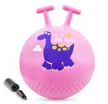 Inhahland Hopper Ball, Kids Bouncy Exercise Ball with Handles, Outdoor Toys for Kids Age 3 4 5 6 7 Boys and Girls Gifts, Dinosaur (Pink) - Pump Included