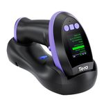 Tera Barcode Scanner with Digital Setting Screen & Keypad, Pro Version Extra Fast Scanning Speed, Works with Bluetooth 2.4G Wireless & USB Wired, 1D 2D QR Handheld Bar Code Reader Model HW0009 Purple