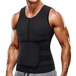 Gotoly Neoprene Sauna Suit for Men Sweat Vest Waist Trainer Shirt Zipper Double Belt Body Shaper Tank Top (Large)