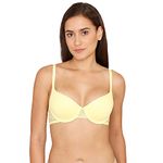 Zivame Women's Cotton Spandex Padded Wired Classic Medium Coverage T-Shirt Bra (ZI1101COREBYELW0032B_Yellow_32B)