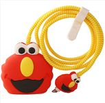 AUGEN Cartoon 3D Design Protective Case for 20W iPhone USB-C Power Adapter Charger, Cute Cartoon Lightning Data Cable Case for iPhone Charger (Elmo, Pack of 1)