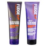 Fudge Professional Clean Blonde Damage Rewind Haircare Duo, Intense Purple Toning Routine, Shampoo and Conditioner Set for Blonde Hair, 2 x 250 ml