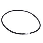Trendsmax 6mm Black Braided Cord Rope Man-Made Leather Necklace Bracelet Stainless Steel Clasp One Piece