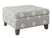 HomePop Luxury 28" Square Storage Ottoman, Gray Geometric