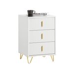 SoBuy 3 Drawers Bedside Table Nightstand Side Table End Table Sofa Table Lamp Table White W40 x D40 x H63cm FBT115-L-W