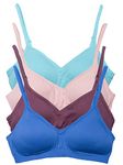 Kalon Women’s 4 Pack Demi Padded Bralette Wireless Comfortable Bra, Light Vintage, Medium-Large Big