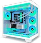 KEDIERS ATX PC Case,6 PWM ARGB Fans Pre-Installed,360MM RAD Support,Gaming 270° Full View Tempered Glass Mid Tower Pure White ATX Computer Case,C690