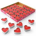 THE TWIDDLERS - 50 Red Heart Shaped Scented Candles, Smoke Free Tea Lights for Valentines Day, Mothers Day, Anniversaries and Birthdays Decorations Romantic Candle - 4 cm