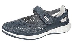 WOMENS LEATHER WIDE FIT TOUCH CASUAL SHOES SIZE 4 - 9 NAVY BLUE (5)