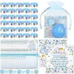 Teling 50 Sets Baby Shower Party Favors Include Baby Shower Angel Keychains Baby Boy Label Sticker Elephant Thank You Card Blue Organza Bag for Boy Baby Shower Birthday Party Return Gift