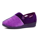 Women's Ladies Pamela Memory Foam Backless Low Wedge Heel Mule Slippers Shoes (Purple Violet, Numeric_6)