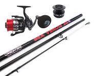 12ft Carbon Surf Beach Caster Rod & Sea Fishing Reel + Spare Spool & Line. Hunter Pro