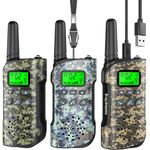 Inspireyes Walkie Talkies for Kids Rechargeable, 48 Hours Working Time 2 Way Radio Long Range, Outdoor Camping Games Toy Birthday Xmas Gift for Boys Age 8-12, 3 Pack Camo