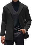 COOFANDY Black Trench Coat Men Notched Collar Single Breasted Peacoat Business Overcoats