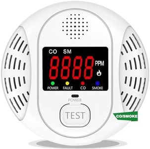 Vzmcov Carbon Monoxide and Smoke Detector Equipped with LCD Display, Battery Powered, Dual Sensor Alarm, 85dB Voice Alarm and Real-time CO Tracking, Suitable for Home/Kitchen/Bedroom/RV 1-Pack
